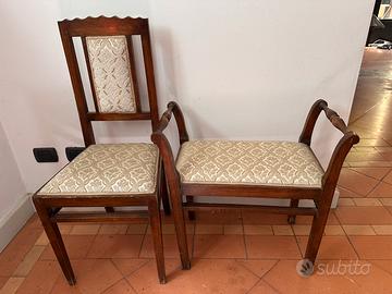 Coppia sedia e poggiapiedi vintage