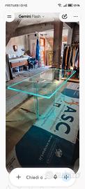 tavolo in vetro 180x80 h 73  gambe lastre in vetro