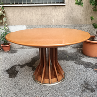 Tavolo da pranzo design anni 80 rotondo in legno