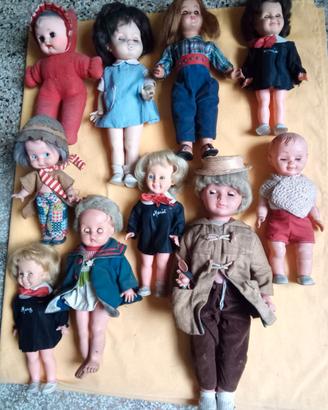 Lotto 10 bambole vintage anni '60-'70 Ratti, Furga