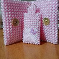 Porta documenti e portachiavi con ricamo kanvas