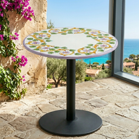 TAVOLINO IN PIETRA LAVICA Ø 80 CON BASE IN ITALIA