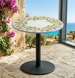 TAVOLINO IN PIETRA LAVICA Ø 80 CON BASE IN ITALIA