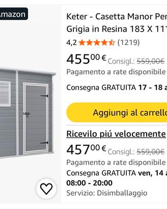 Casetta Grigia in Resina 183 X 11