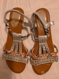 sandali donna pelle cuoio Coral blue N°42 