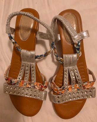 sandali donna pelle cuoio Coral blue N°42 