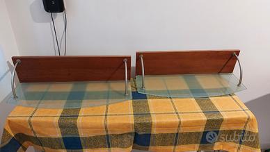 2 mensole legno e vetro satinato
