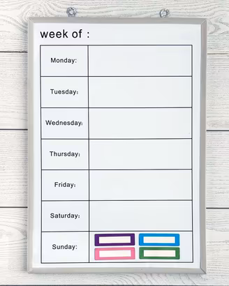 Lavagna magnetica weekly planner con cornice