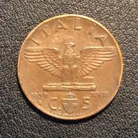 Moneta da 5 centesimi "Impero" 1939