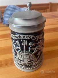 boccale birra ceramica blu vintage