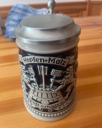 boccale birra ceramica blu vintage