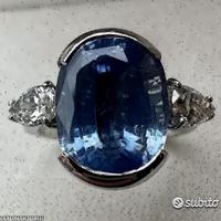 ANELLO ORO 18kt. DIAMANTI GOCCE E ZAFFIRO ct. 8,35