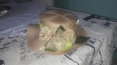 Cappello donna corda floreale matrimoni cerimonie