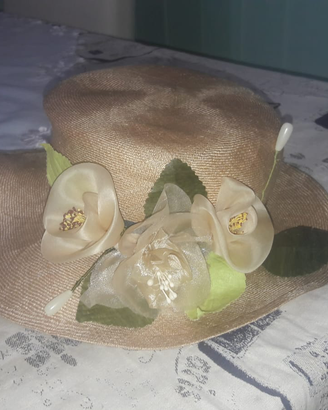 Cappello donna corda floreale matrimoni cerimonie