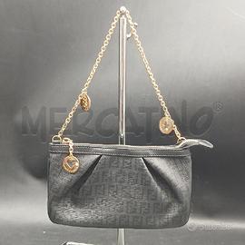 POCHETTE FENDI MONOGRAM NERO CATENELLA CIONDOLI