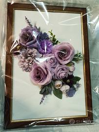 Quadro con fiori artificiali a rilievo