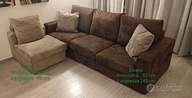 Divano 3 posti sfoderabile 245 cm + poltrona jolly