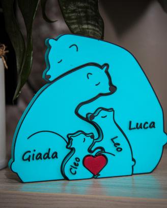 Famiglia di orsetti personalizzata -  con nomi