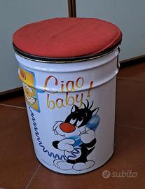 Pouf contenitore vintage d'epoca Gatto Silvestro