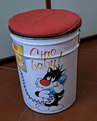 Pouf contenitore vintage d'epoca Gatto Silvestro