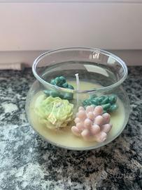 candela fatta a mano cactus in vasetto