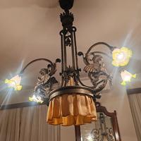 Lampadario '800 in ferro battuto