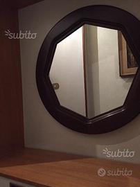 Specchio esagonale legno scuro anni 50