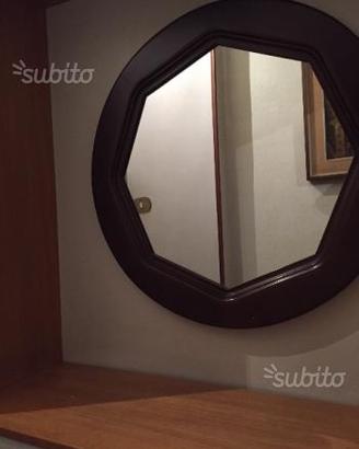Specchio esagonale legno scuro anni 50
