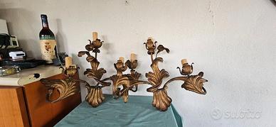APPLIQUE VINTAGE FERRO BATTUTO COPPIA LAMPADE