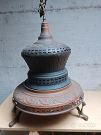 Antico braciere in ottone e rame