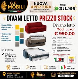 DIVANO LETTO MADE IN ITALY CON VERO MATERASSO 18CM