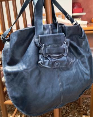 borsa in pelle blu Max & Co