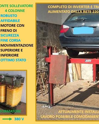 PONTE SOLLEVATORE AUTO A 4 COLONNE 220 V e 380 V