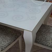 Tavolo in Vetro super bianco pantografato +sedie 6