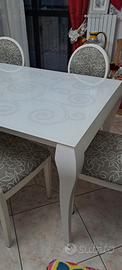 Tavolo in Vetro super bianco pantografato +sedie 6