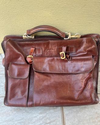 Borsa da lavoro/cartella in vera pelle vintage
