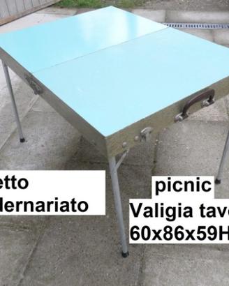 Tavolinetto picnic modernariato legno e formica
