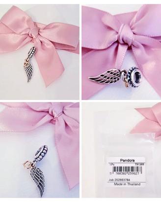 PANDORA charm bitono Cuore e Ali D'Angelo