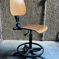 Sgabello Vintage in Faggio e Metallo - Indistrial