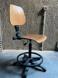 Sgabello Vintage in Faggio e Metallo - Indistrial