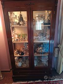 cristalliera/vetrinetta/ante in vetro/antico/legno