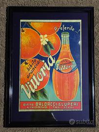 Insegna Aranciata Vittoria vetrofania vintage