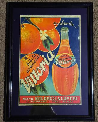 Insegna Aranciata Vittoria vetrofania vintage