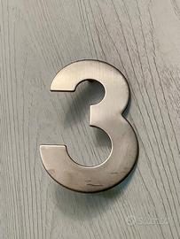 Targa Numero Civico 3 in Acciaio