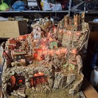 Presepe artigianale con motore elettrico