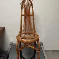 Sedia in rattan e bambù anni 70
