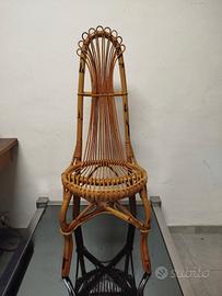 Sedia in rattan e bambù anni 70
