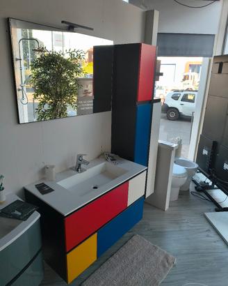 mobile bagno Mondrian sospeso largh.cm 100 + 50