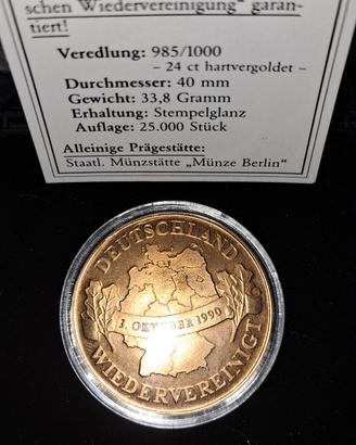 Medaglia Commemorativa riunificazione tedesca 1990
