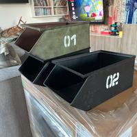 Set 3 Contenitori Metallo Stile Industrial vintage